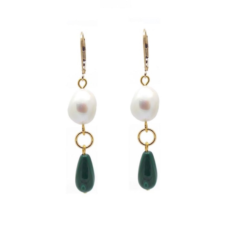 Thumbnail of Penelope Malachite & Baroque Pearl Earrings image