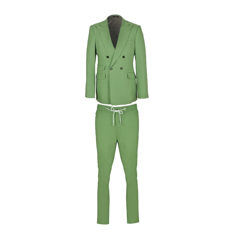 Thumbnail of Hugo Linen Double Breasted Suit - Emerald Green image