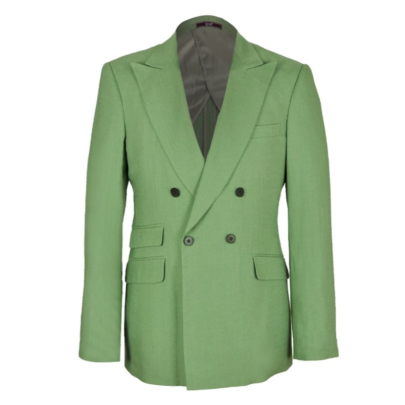 Hugo Linen Double Breasted Suit Emerald Green DAVID WEJ Wolf