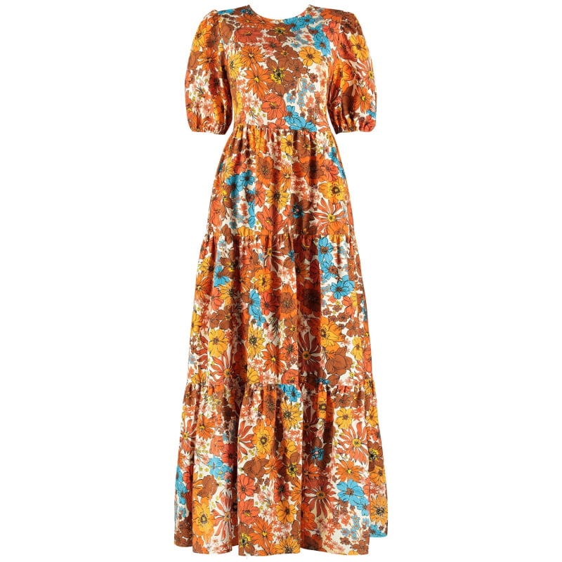 Thumbnail of The Frances Tiered Maxi Dress In Brown 70S Floral image