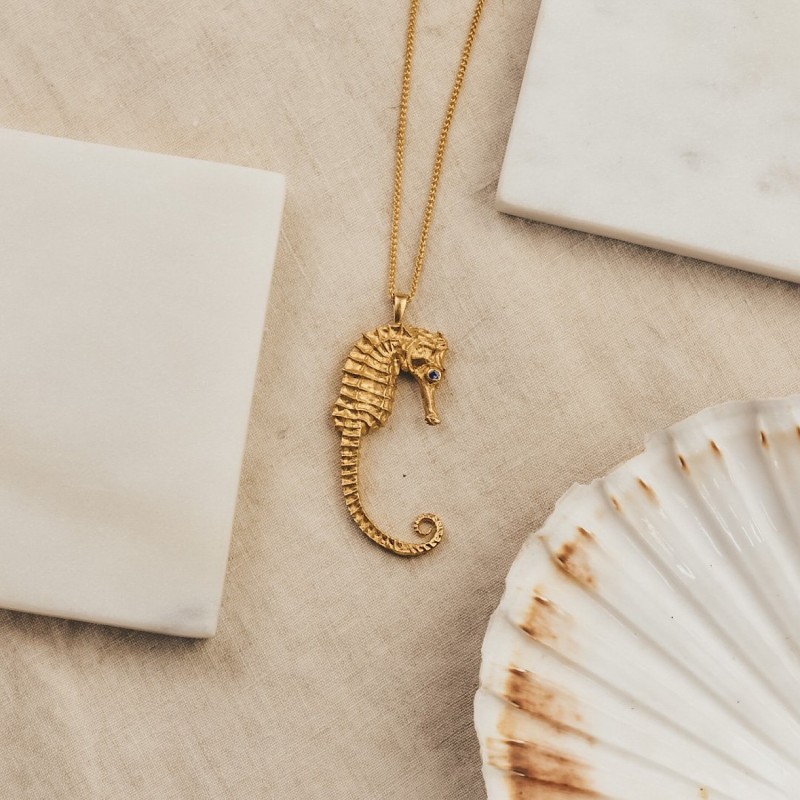 Thumbnail of Hurley Seahorse Pendant - Gold, Tanzanites image