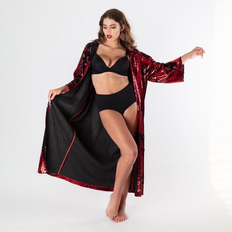 Thumbnail of Claude - Red, Silver & Black Italian Ombre Sequin Robe image