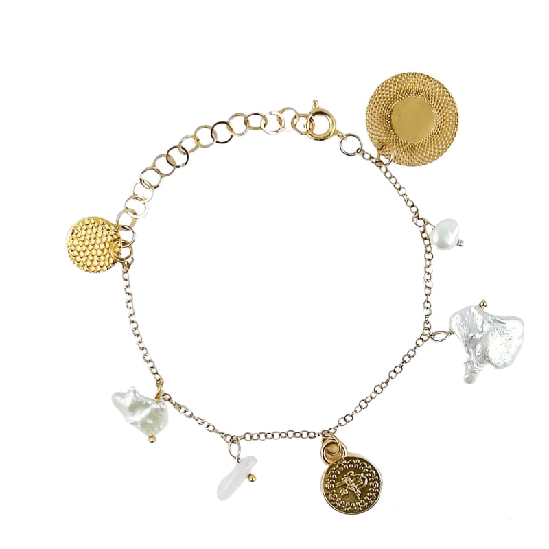 Thumbnail of Zora 24K Gold-Plated Coin & Pearl Anklet image