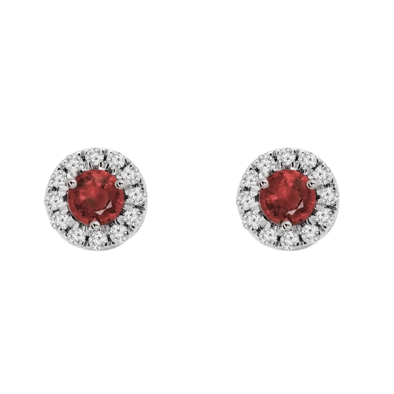 Thumbnail of Birthstone Halo Earrings - Garnet image