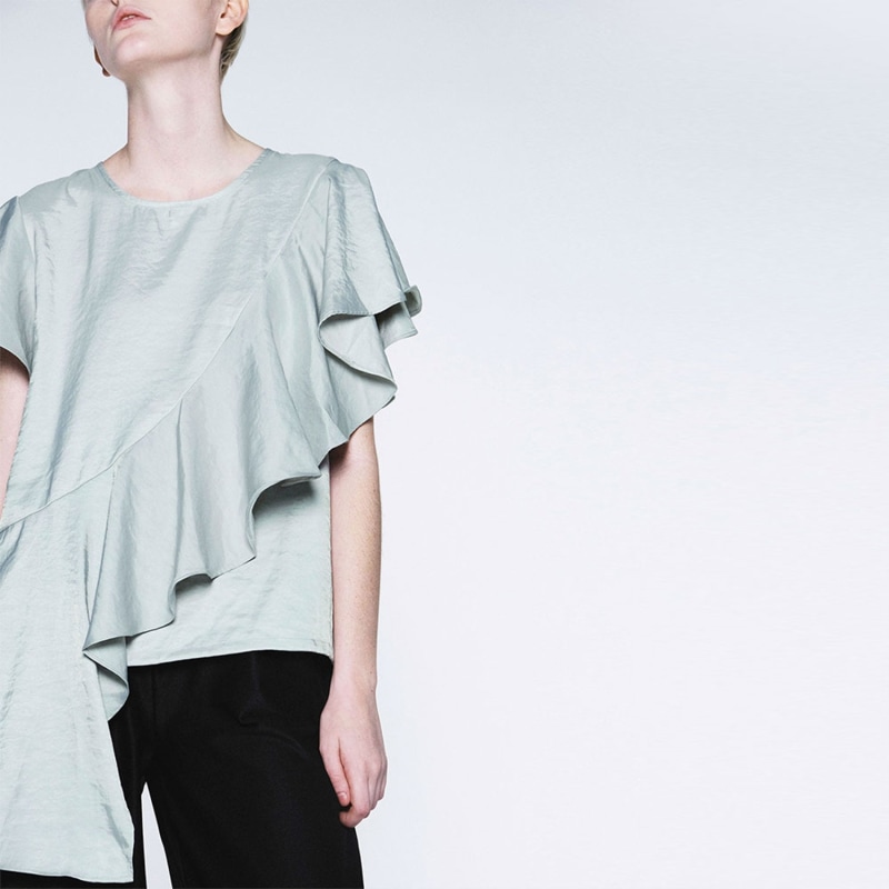 Thumbnail of Ophelia Ruffle Oversize Top In Green Lily image