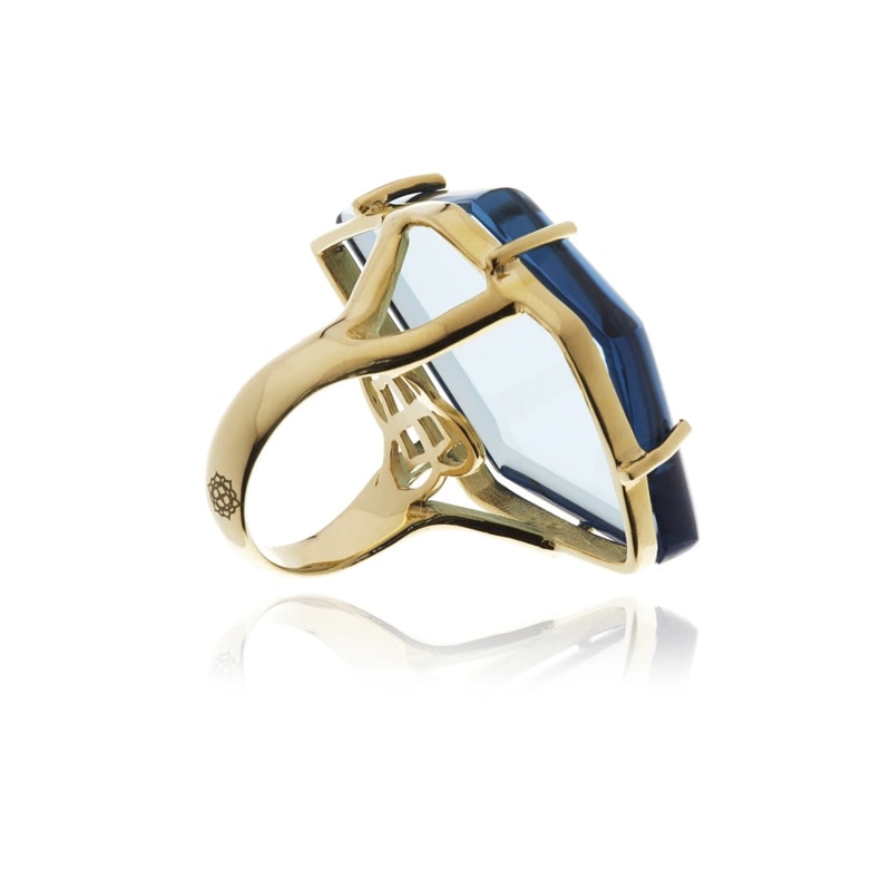 Thumbnail of Gold Signature Asymmetric Flower Crystal Ring image