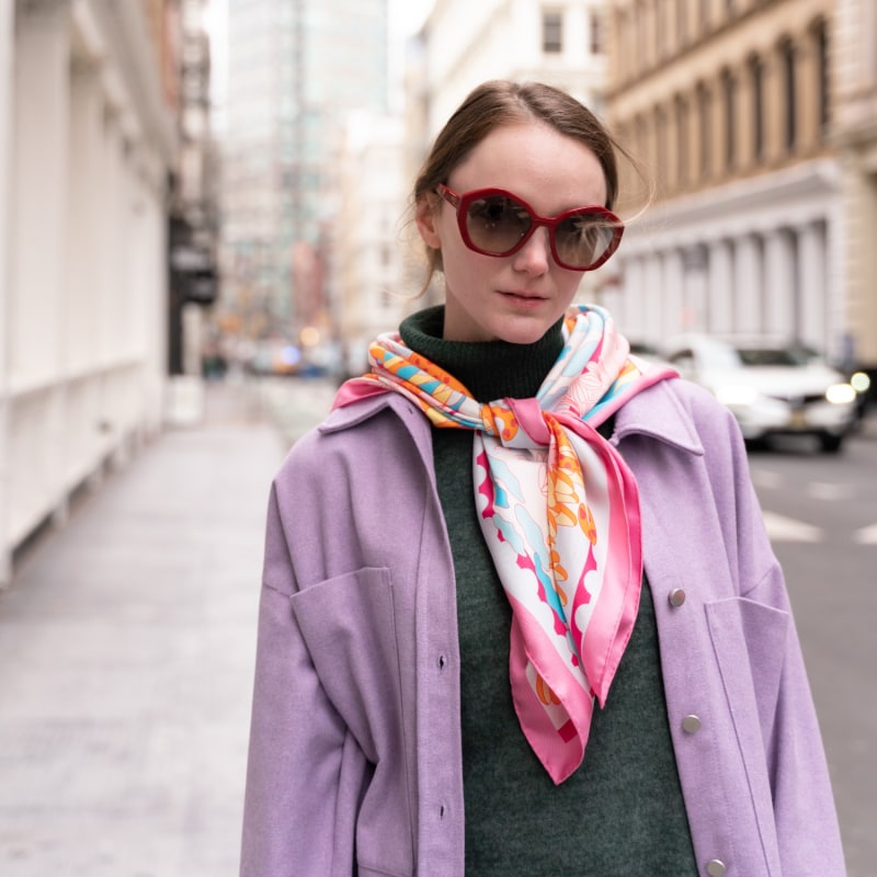 Double Sided Silk Scarf Of Around The World | Jessie Zhao New York ...