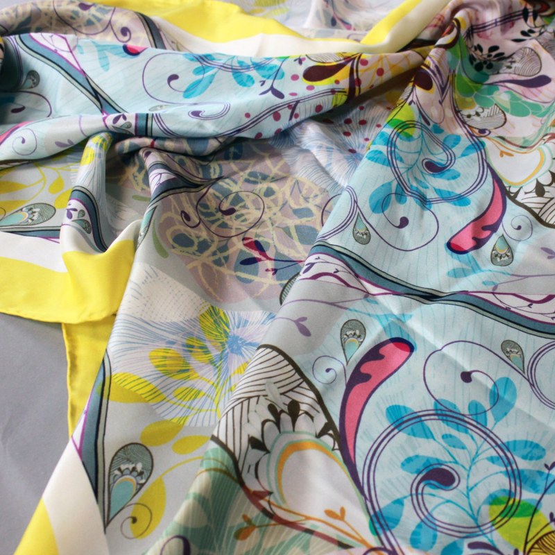 Thumbnail of Silk Scarf In Yellow With Underwater Imagination image