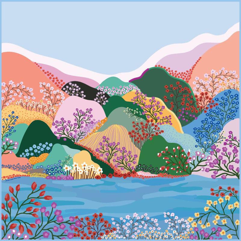 Thumbnail of Double Sided Silk Scarf Of Blossoming Valley image