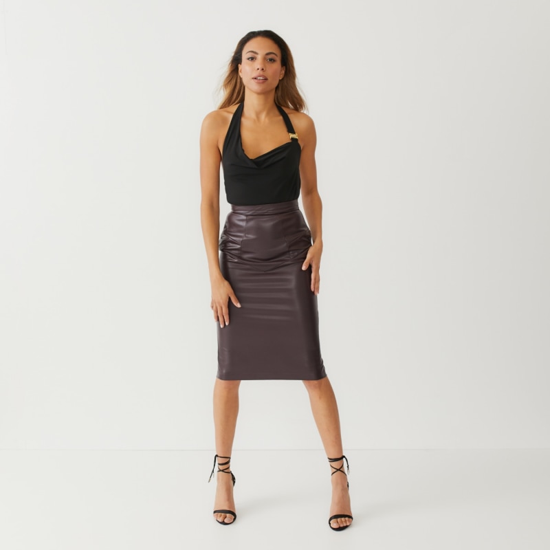 Thumbnail of Good Samaritan Cherry Truffle Vegan Leather Skirt image