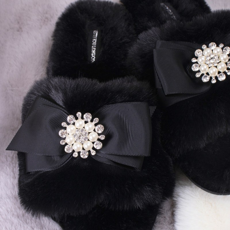 Thumbnail of Anya Slider Slipper With Diamante In Black image