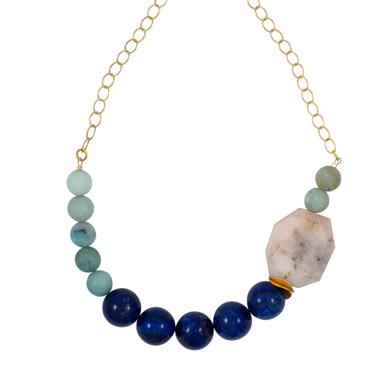 Thumbnail of Lapis Lazuli & Peruvian Pink Opal Necklace image