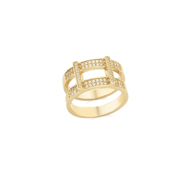 Thumbnail of RASCAS R1 Double Stacked Cubic Moderno Ring in Yellow Gold 925 Silver image