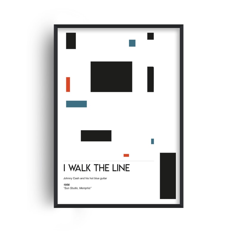 Thumbnail of I walk the line rock and roll graphic Giclée Art Print A2 image