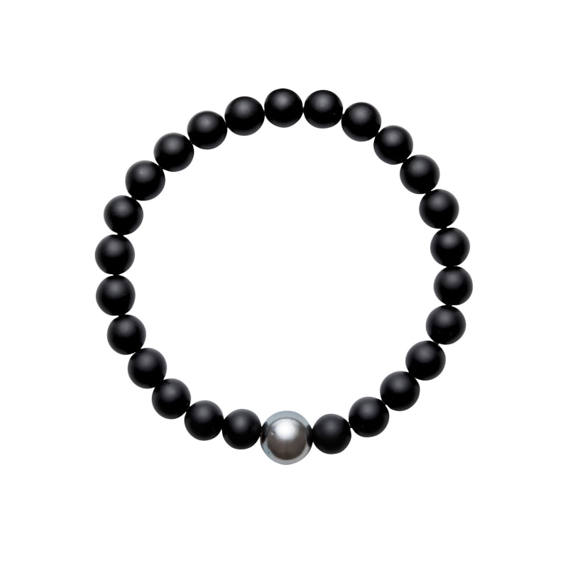 Thumbnail of Aro Men's Tahitian Pearl & Onyx Bracelet - Large image