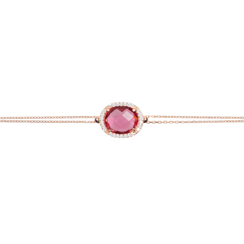 Thumbnail of Beatrice Oval Gemstone Bracelet Rose Gold Pink Tourmaline image