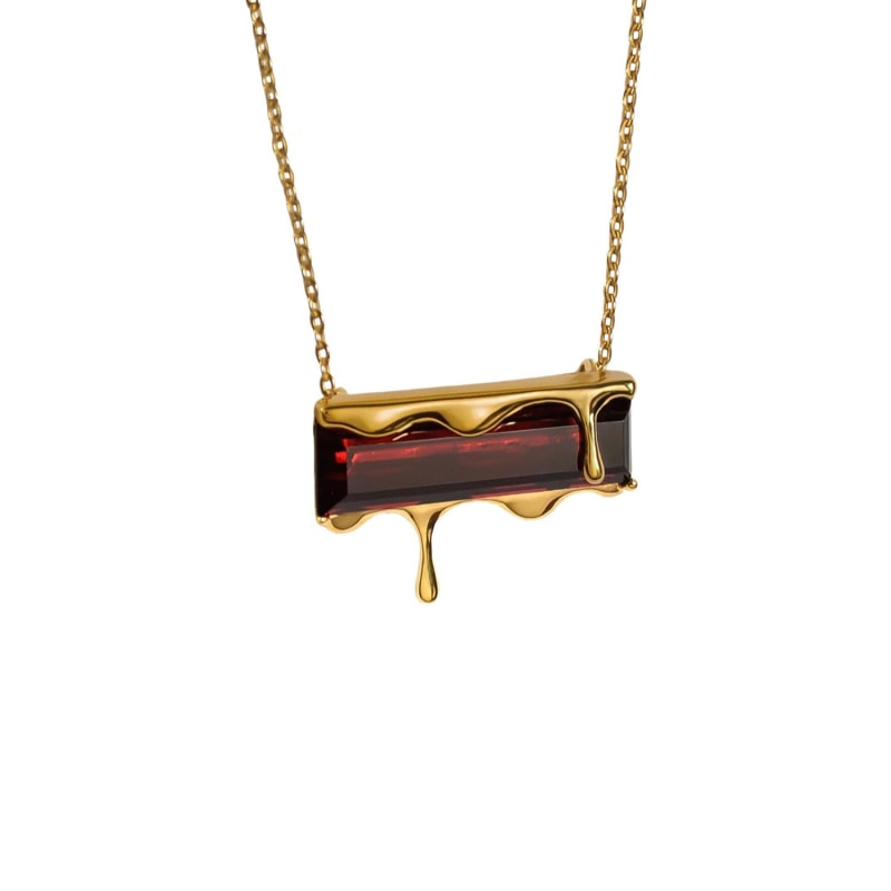Thumbnail of Dripping Gemstone Gold Vermeil Pendant Necklace image