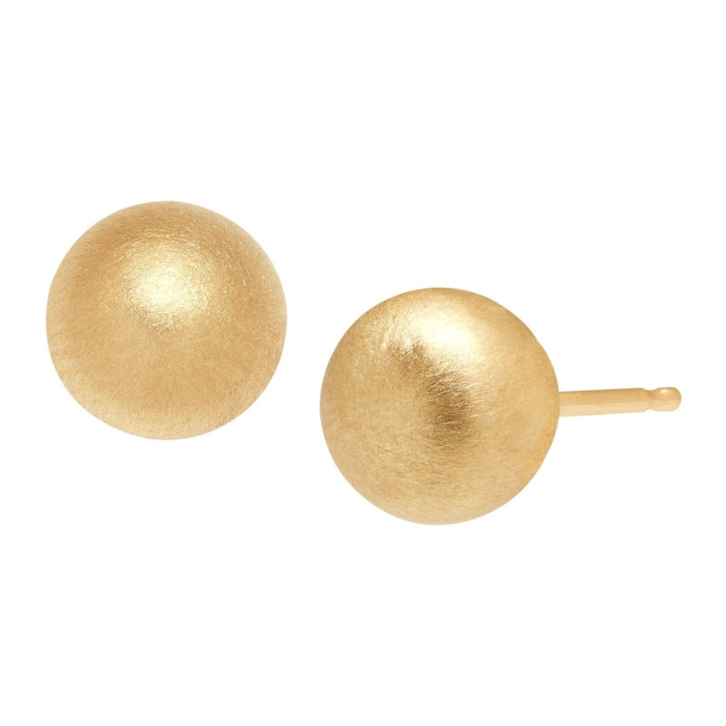 Thumbnail of 9.5mm Satin Ball Stud Earrings In 14Kt Yellow Gold 9.5Mm image