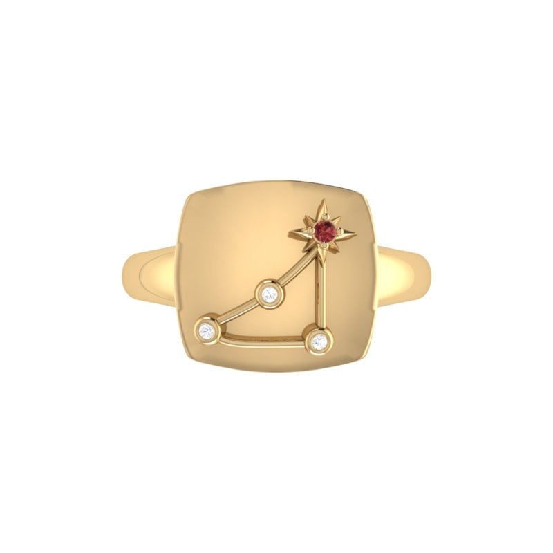 Thumbnail of Capricorn Goat Constellation Signet Ring In 14 Kt Yellow Gold Vermeil image