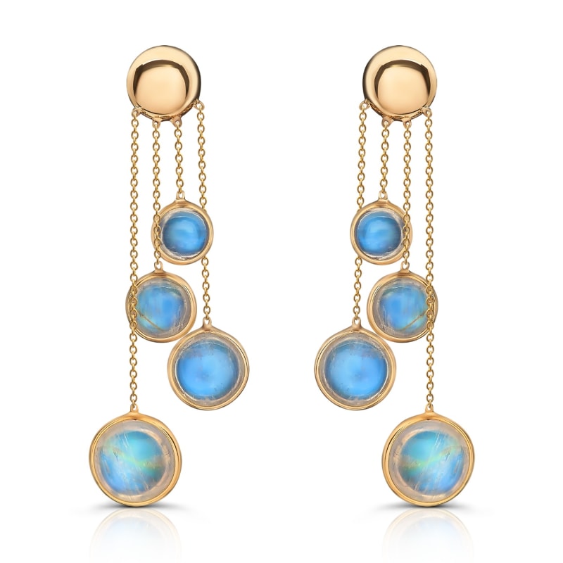 Thumbnail of Rainbow Moonstone Earring In 18K Yellow Gold image