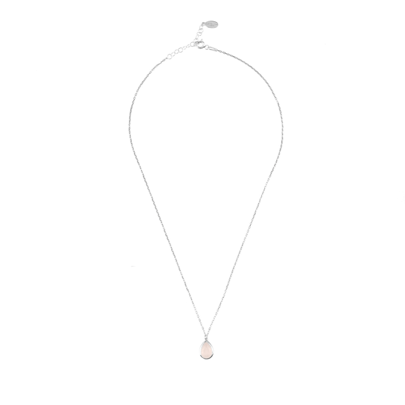 Thumbnail of Pisa Mini Teardrop Necklace Silver Rose Quartz image