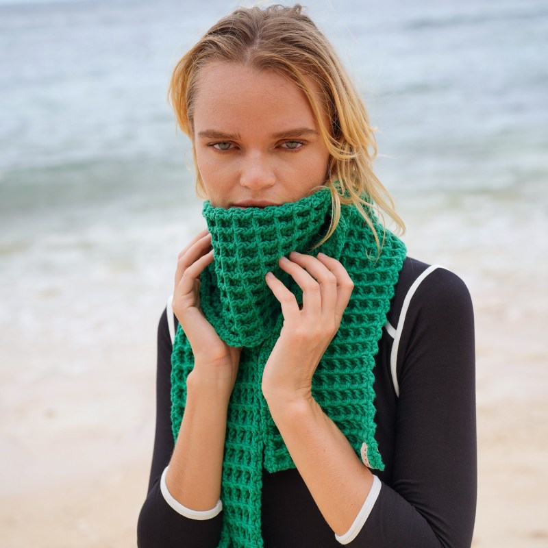 Thumbnail of Waffle Crochet Scarf In Green image