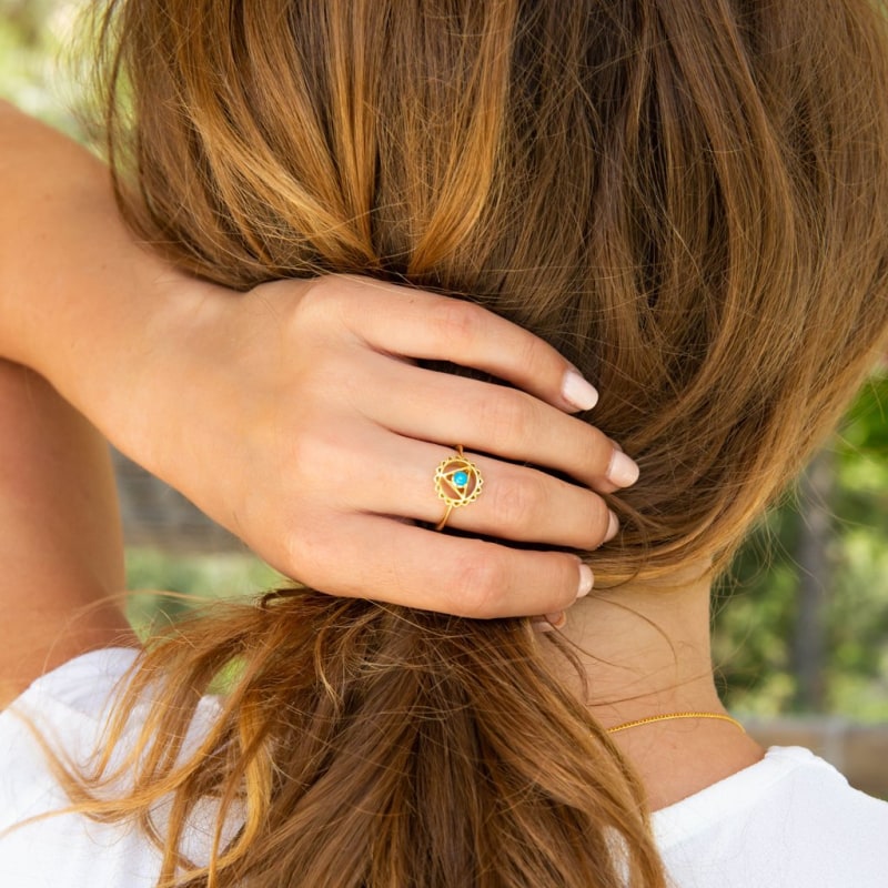 Thumbnail of Throat Chakra Gold Vermeil Ring - Turquoise image