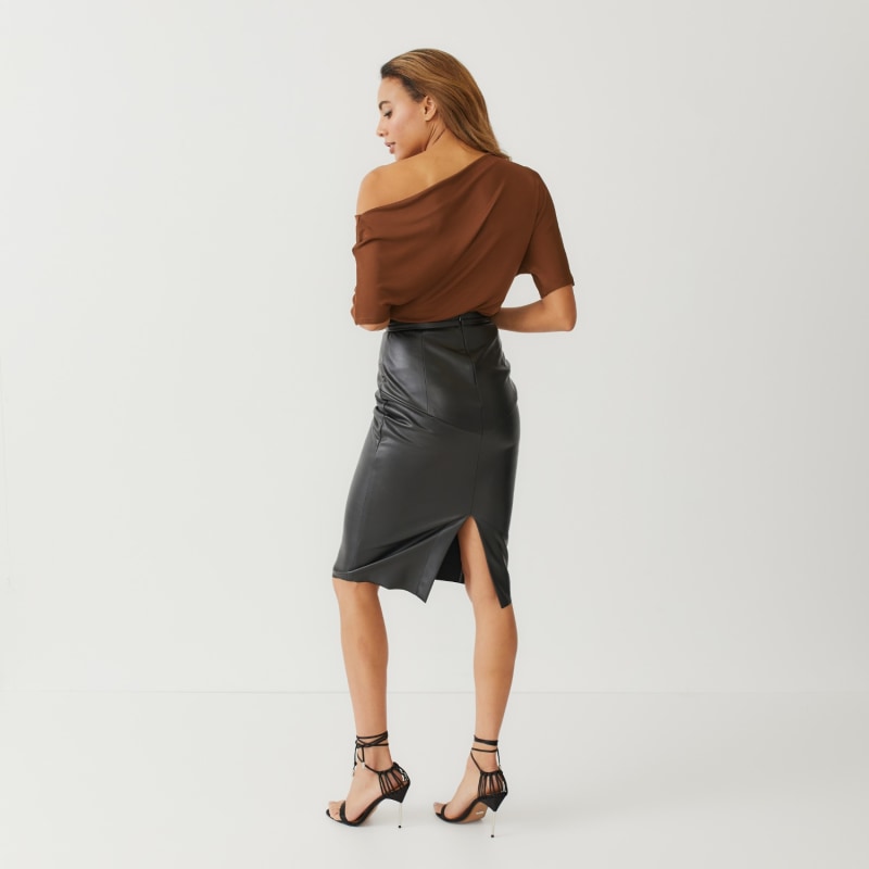 Thumbnail of Good Money Black Vegan Leather Skirt image