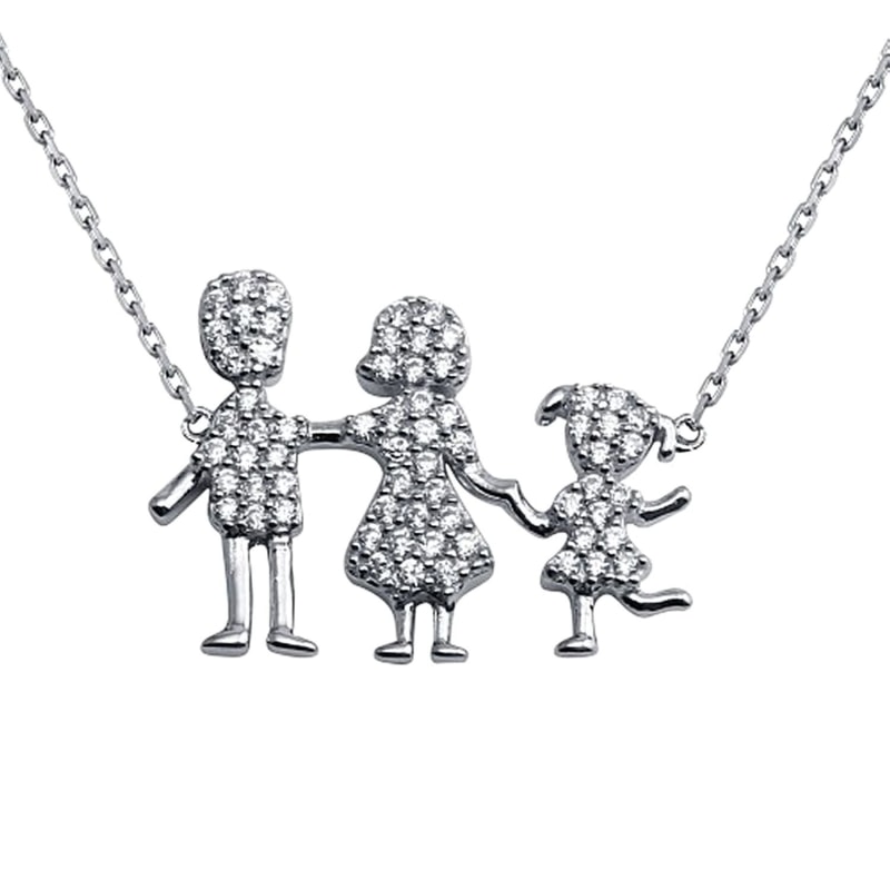 Thumbnail of Sterling Silver Family Pendant One Girl Necklace image