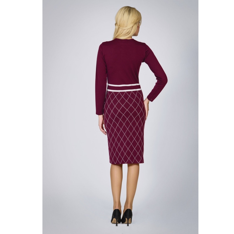 Thumbnail of Chloe Bow Jacquard Knitted Dress in Mulberry image