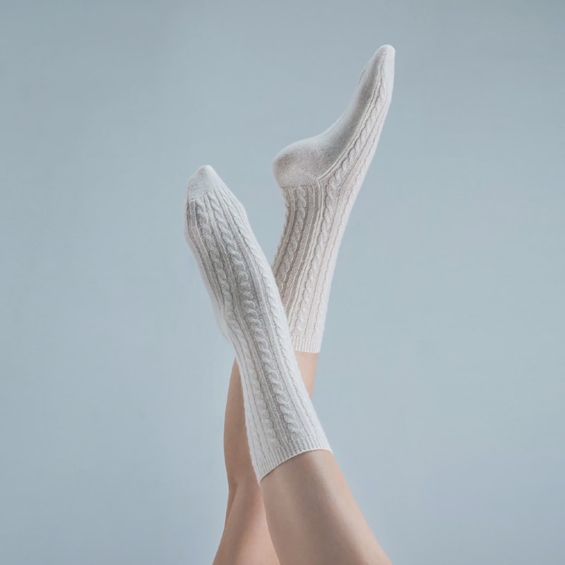 Thumbnail of Cable Cashmere Socks - White image