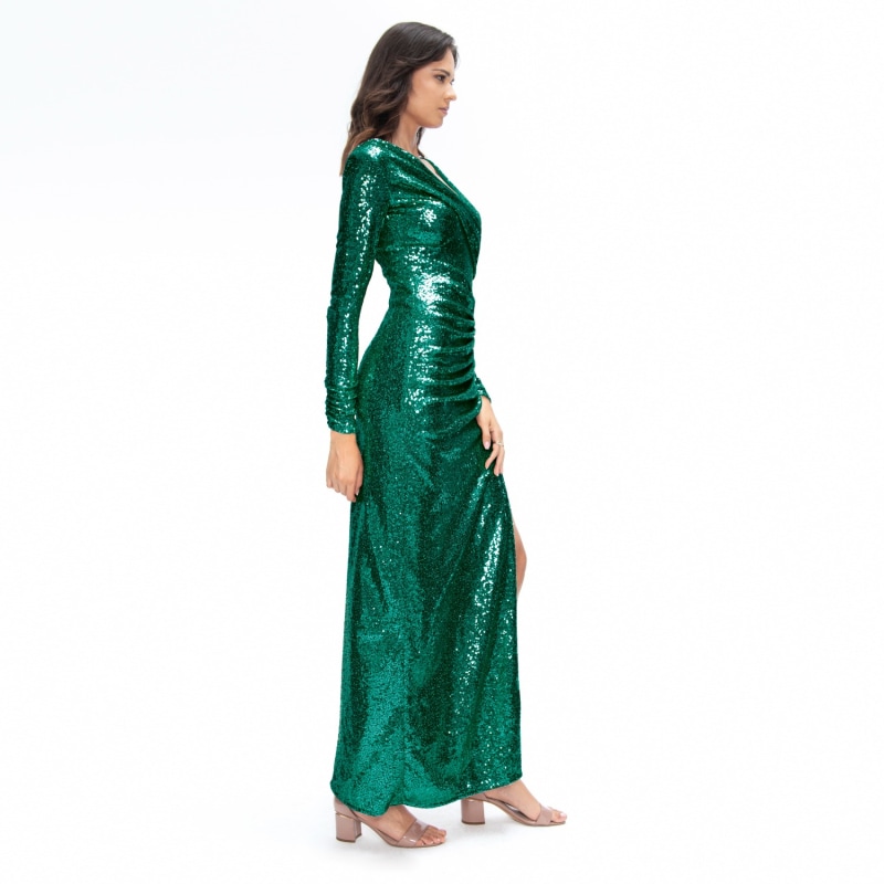 Thumbnail of Sequin Evening Gown Aurora Emerald Green image