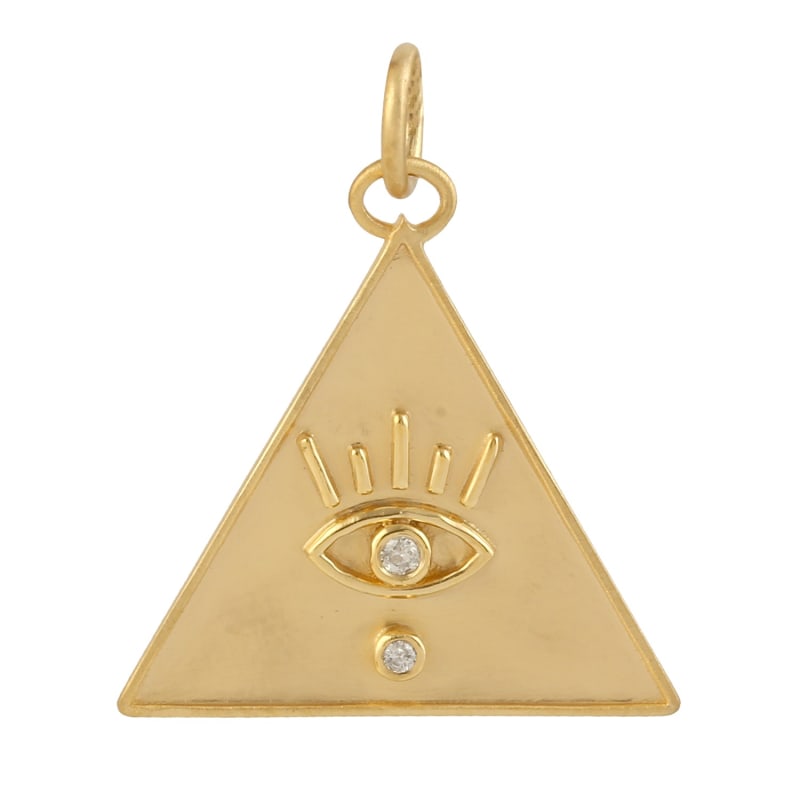 Gold Diamond Eye Of Providence Symbol Pendant Handmade Artisan