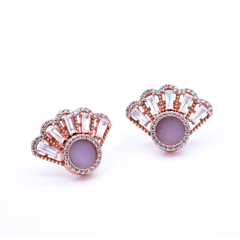 Thumbnail of Oriental Fan Earring Studs In Lavender Jade image