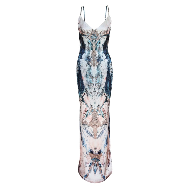 Thumbnail of Silk Slip Dress - Ocean Print image