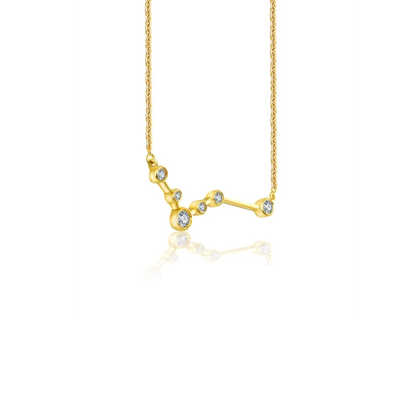Thumbnail of Pisces Zodiac Constellation Necklace 18K Yellow Gold & Diamond image