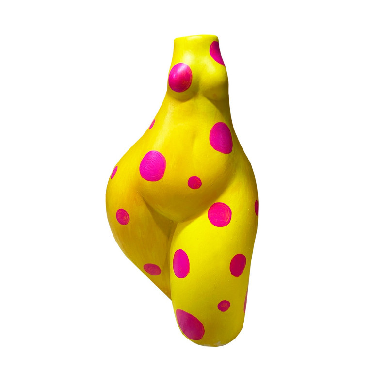 Thumbnail of Yellow And Pink Polka Dot Booty Vase image