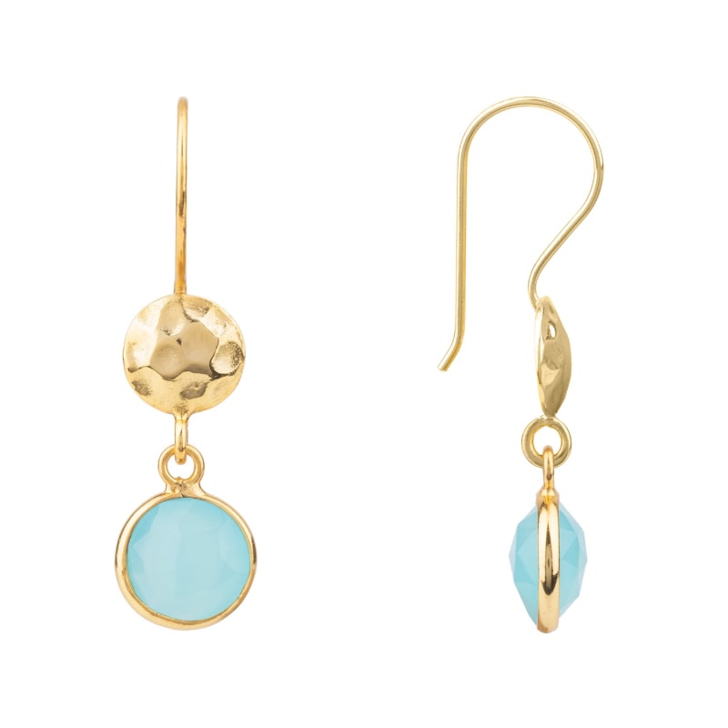 Thumbnail of Circle & Hammer Earrings Gold Aqua Chalcedony image