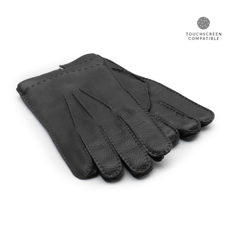 Thumbnail of Handmade Deer Touch Leather Gloves Black Pierluigi image