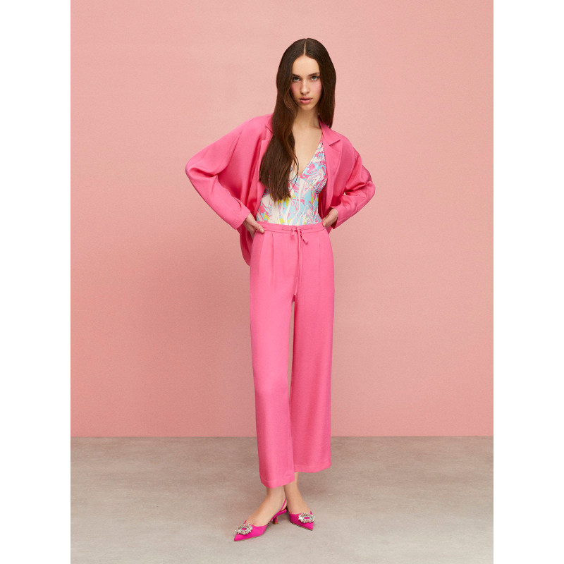 High-Waisted Carrot Pants-Fuchsia, NOCTURNE