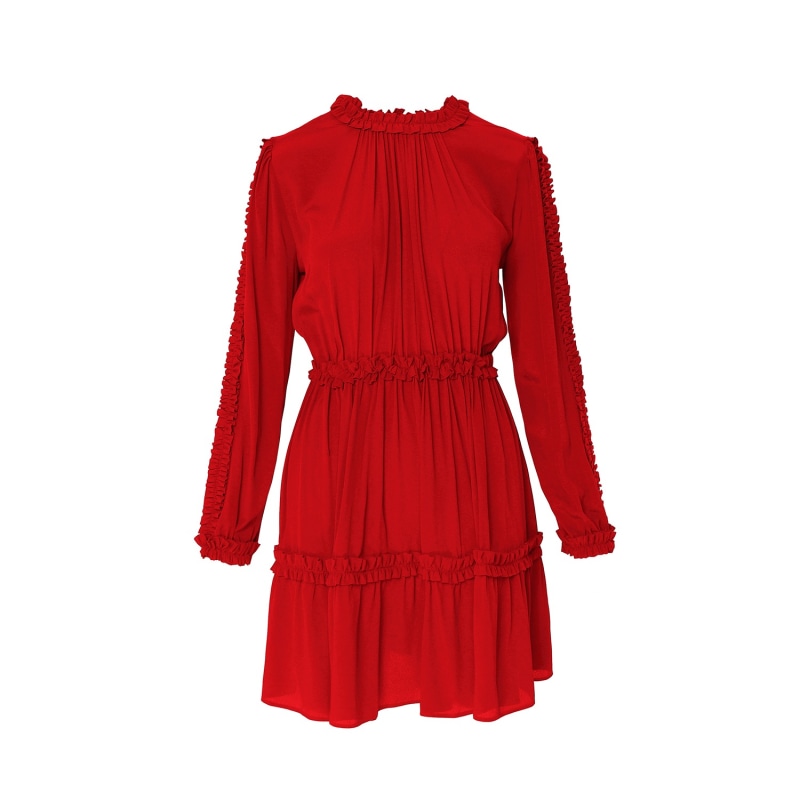 Thumbnail of Elma Red Silk Dress With Ruffles image