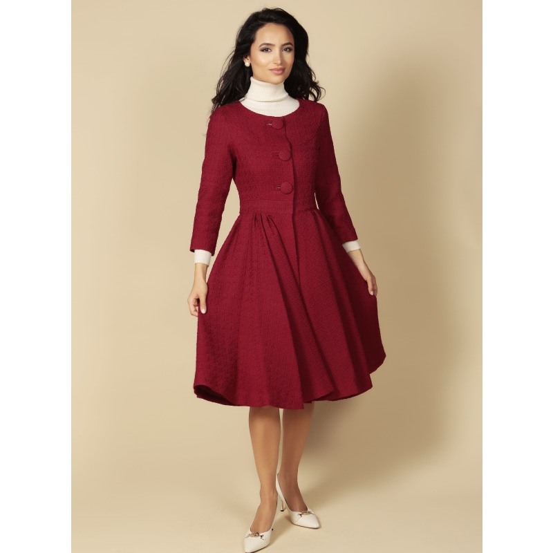 Thumbnail of 'Lady' Italian Wool Swing Dress Coat In Rosso image