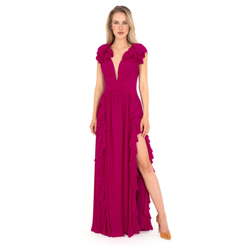 Thumbnail of Long Purple Chiffon Dress image