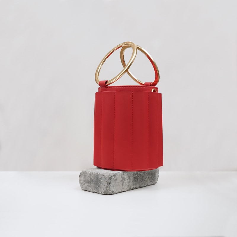 Thumbnail of Water Metal Handle Small Bucket Bag - Red image