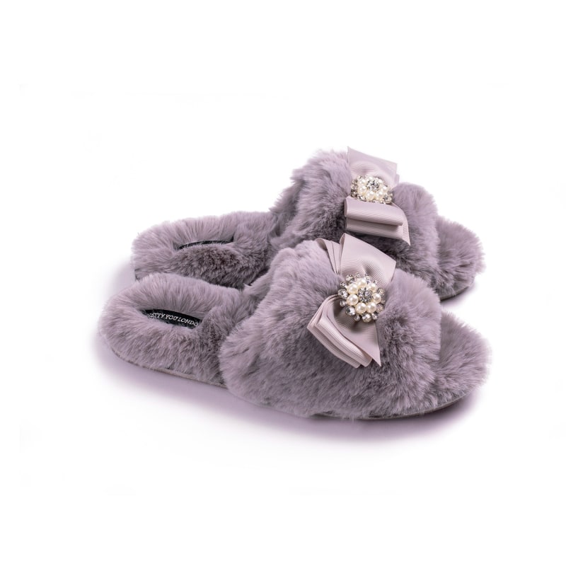 Thumbnail of Anya Slider Slipper With Diamante In Mink image