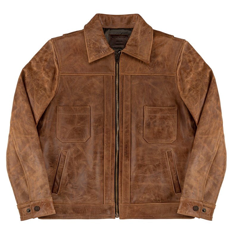 Thumbnail of Yellowstone Work Leather Jacket - Brown image