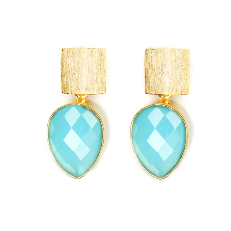 Thumbnail of Blue Chalcedony Teardrop Earrings image