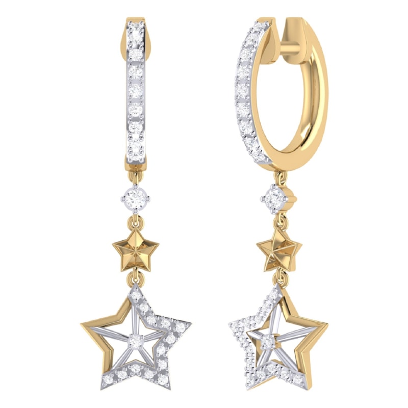 Thumbnail of Little Star Lucky Star Hoop Earrings In 14 Kt Yellow Gold Vermeil On Sterling Silver image