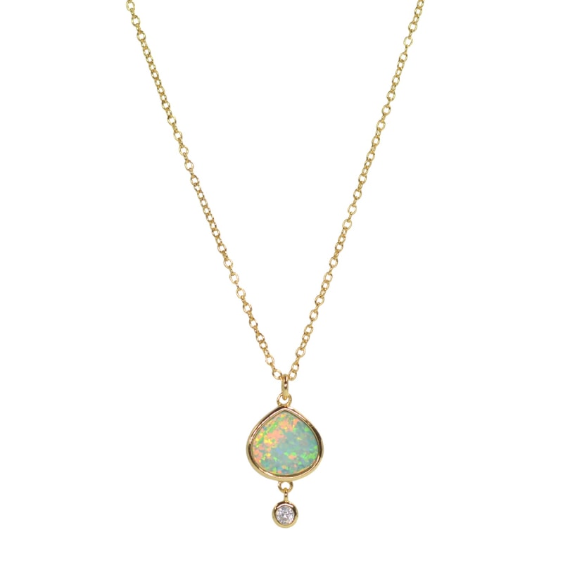 Thumbnail of Best Friend Green Opal Pear Necklace With Crystal Drop image