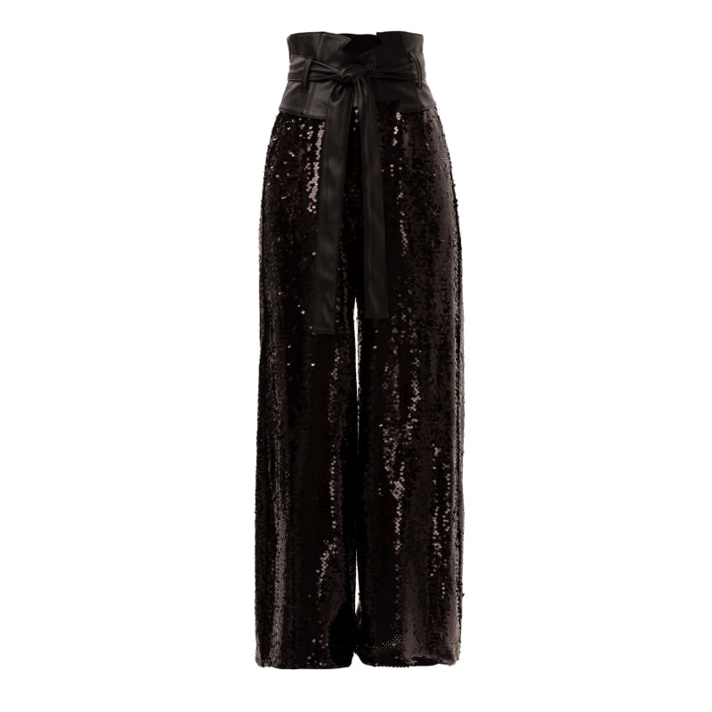 Thumbnail of Occasion Black Palazzo Sequin Trousers image